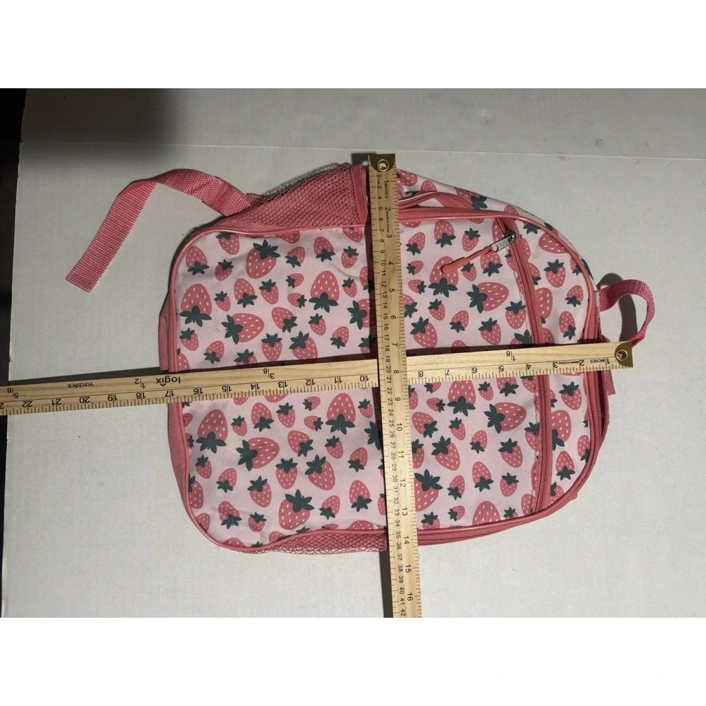 Unbranded Cute Pink Strawberry AOP Backpack bag w/ adj straps